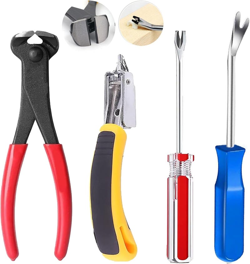 Tayfeim 4pcs Upholstery Staple Remover Tool,Nail Remover Tool With Nail Puller Pliers Tack Puller, Staple Remover,Staple Puller Remove Nails From Furniture Floor Wall Wooden Case Picture (4) - Image 1